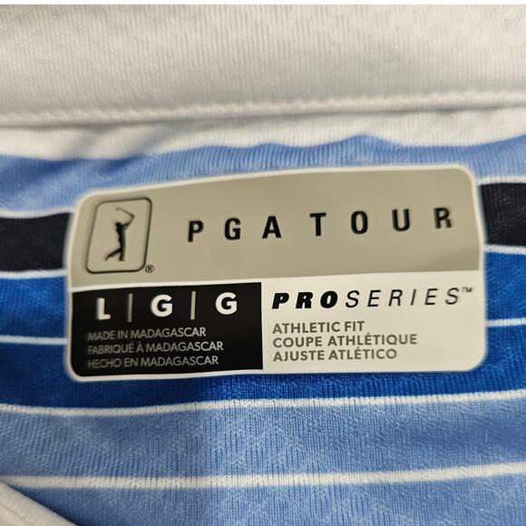 PGA Tour Pro Series Men’s Size Large White/Blue UPF‎ 50 Polo Golf Shirt NWT - Picture 6 of 8
